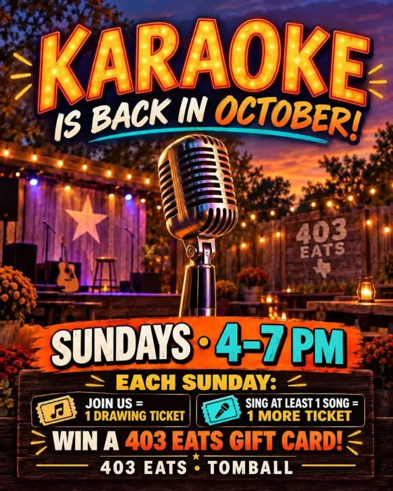 Flyer: Sundays Karaoke — 403 Eats - Behind The Fence, Sun, Oct 25