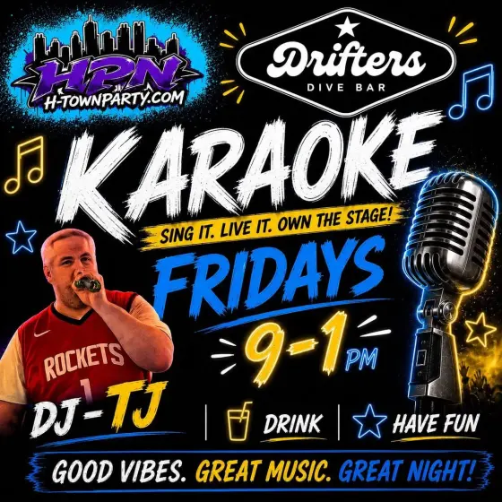 Flyer: Karaoke with DJ TJ — Drifters Dive Bar, Fri, Oct 23