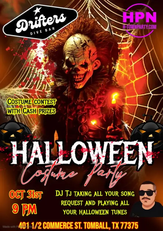 Flyer: Halloween Costume Party — Drifters Dive Bar, Sat, Oct 31