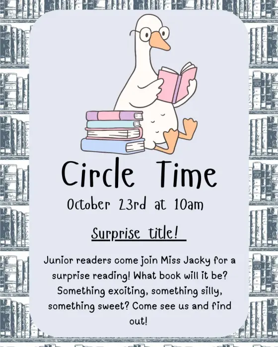 Flyer: Circle Time with Miss Jacky — The Peddler's Pack Book Co., Fri, Oct 23