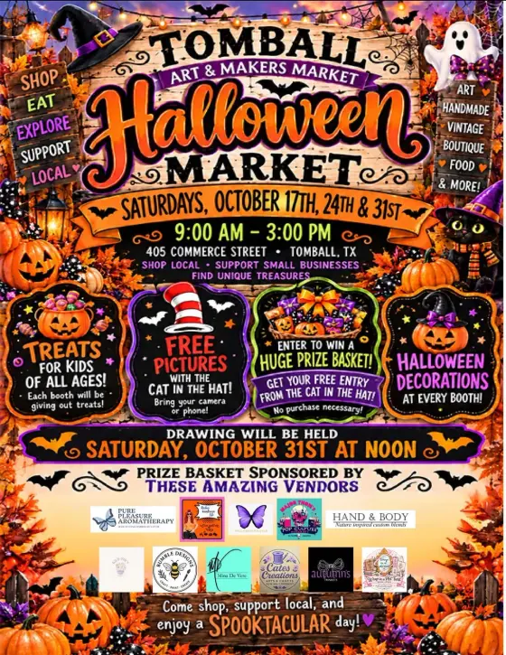 Flyer: Halloween Market — Tomball Art Market, Sat, Oct 24