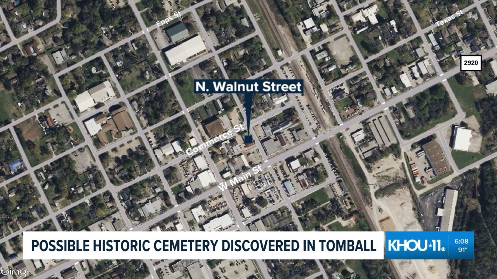 Aerial map graphic showing North Walnut Street